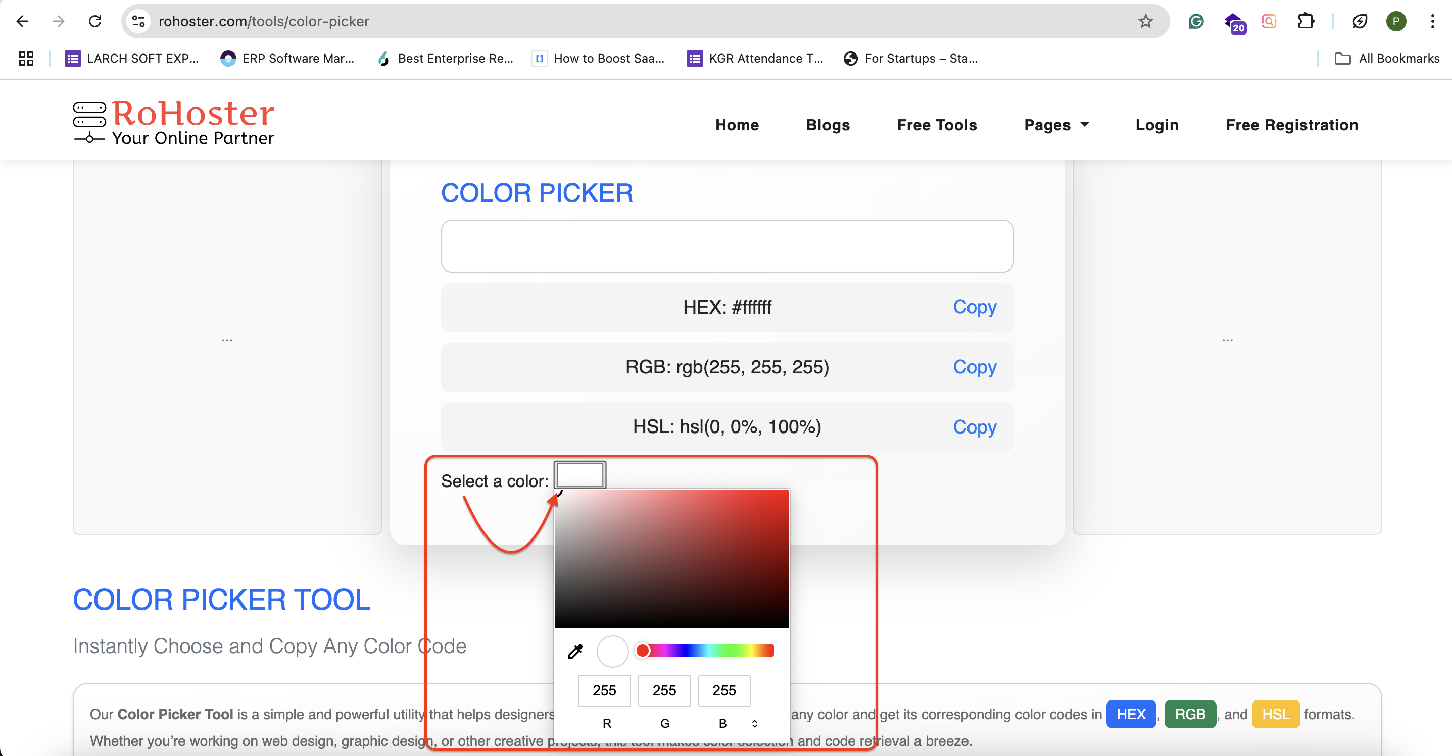 How to Use the Color Picker Tool by RoHoster