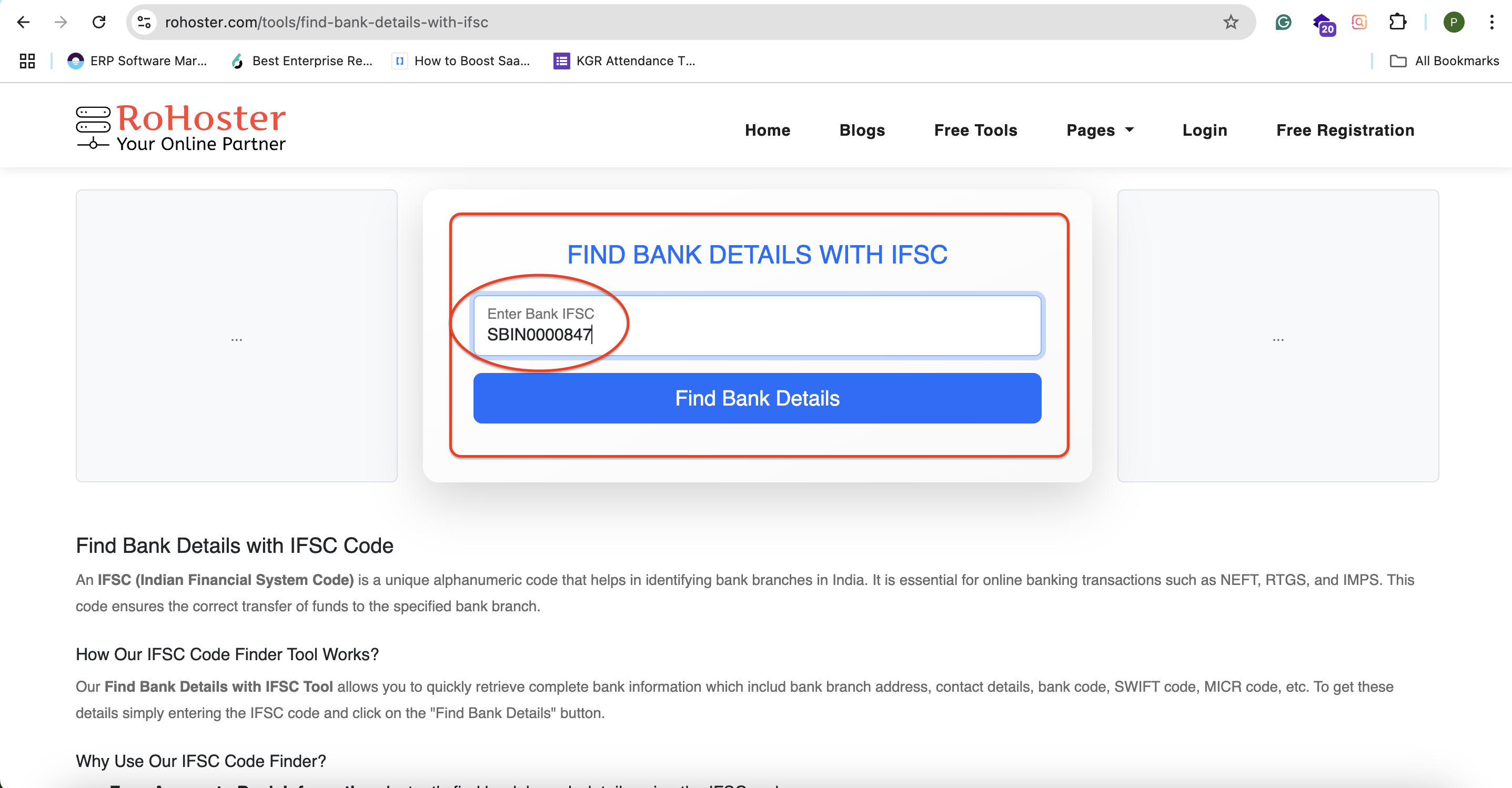 How to Use the “Find Bank Details with IFSC” Tool by RoHoster