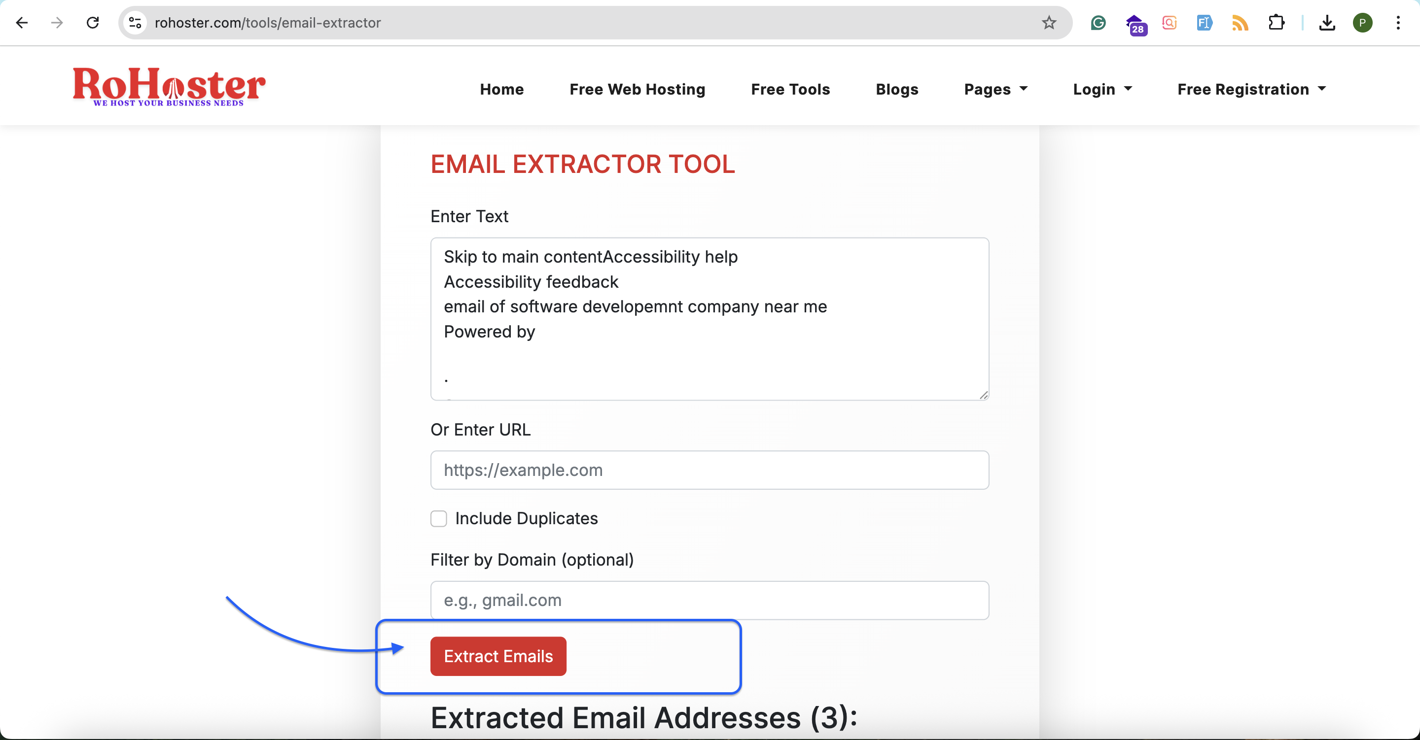 How to Use the Email Extractor Tool by RoHoster