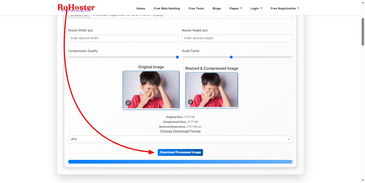 How to Use the Resize Image Compressor Tool by RoHoster
