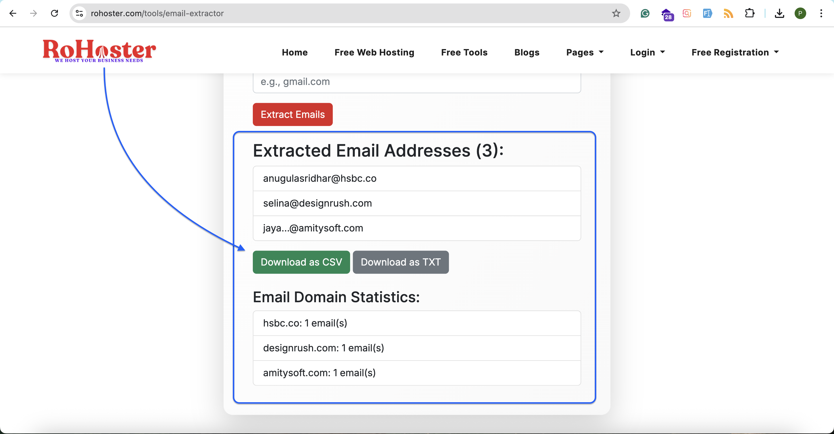 How to Use the Email Extractor Tool by RoHoster